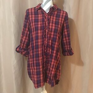 Betsey Johnson Medium Plaid Sleep Shirt